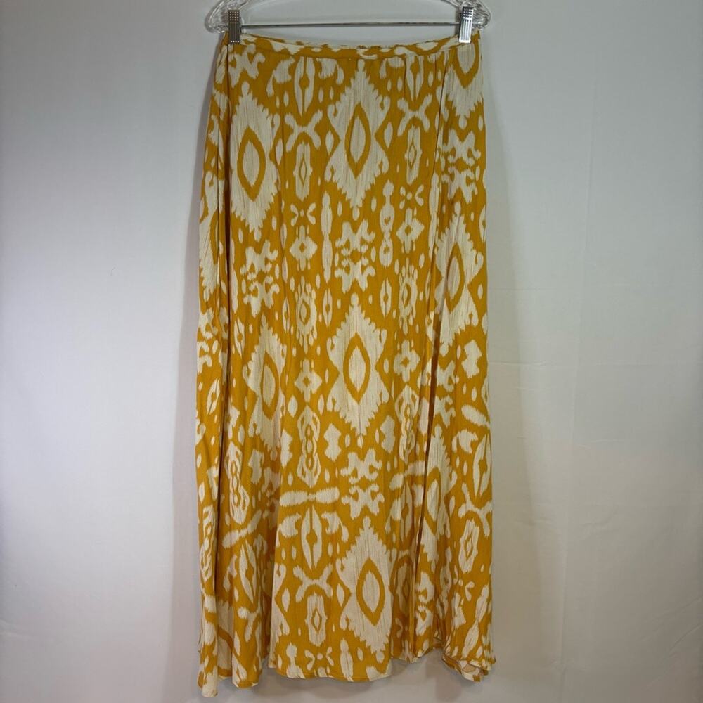 Steve Madden Yellow Gold & Cream Maxi A-Line Skirt Size Medium DD0580